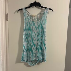 Sleeveless Teal Patterned Women's Top